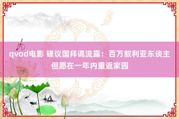 qvod电影 磋议国拜谒流露：百万叙利亚东谈主但愿在一年内重返家园
