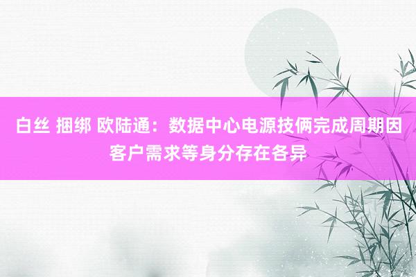 白丝 捆绑 欧陆通：数据中心电源技俩完成周期因客户需求等身分存在各异