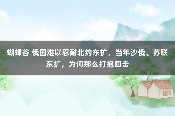 蝴蝶谷 俄国难以忍耐北约东扩，当年沙俄、苏联东扩，为何那么打抱回击