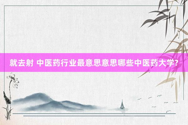 就去射 中医药行业最意思意思哪些中医药大学?