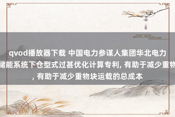 qvod播放器下载 中国电力参谋人集团华北电力计算院央求重力储能系统下仓型式过甚优化计算专利， 有助于减少重物块运载的总成本