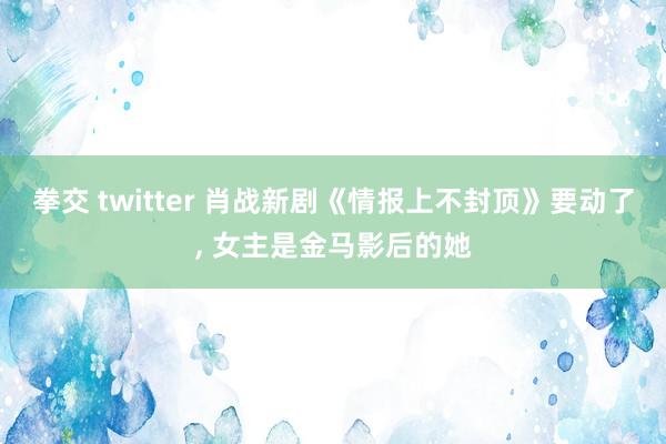 拳交 twitter 肖战新剧《情报上不封顶》要动了， 女主是金马影后的她