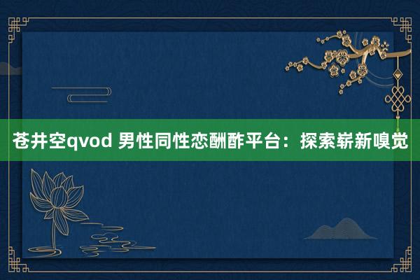 苍井空qvod 男性同性恋酬酢平台：探索崭新嗅觉