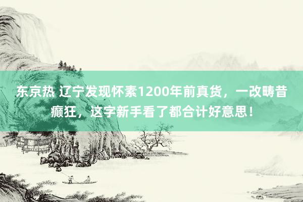 东京热 辽宁发现怀素1200年前真货，一改畴昔癫狂，这字新手看了都合计好意思！