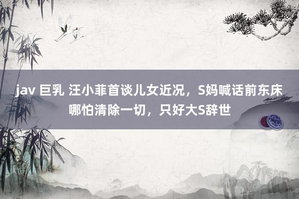 jav 巨乳 汪小菲首谈儿女近况，S妈喊话前东床哪怕清除一切，只好大S辞世